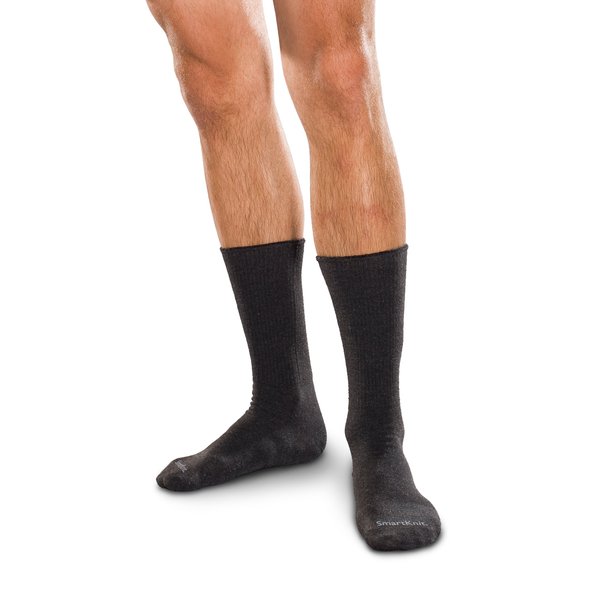 SMARTKNIT Seamless Crew Socks for Diabetes, Arthritis, or Sensitive Feet, 1 Pair (2 Count), Black, Small
