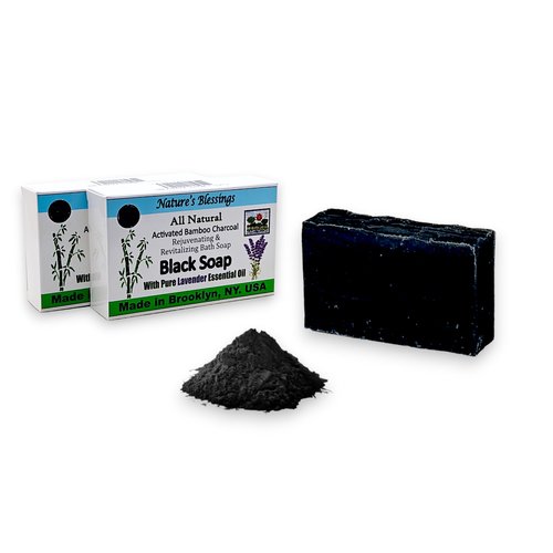 Nature's Blessings Activated Charcoal Black Soap, Pack of 2, Handmade, Vegetarian-Friendly, Cold-Processed Bar Soap for All skin type