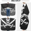 visesunny Barber Cape Calico Jack Pirate Flag Leather Texture Polyester Hair Cutting Salon Cape Apron Anti-Static Haircut Water-Resistant Shaving Cloth Beard Shaving Bib Hairdressing Cape