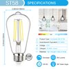 MAXvolador Vintage LED Edison Bulb Dimmable 60W Equivalent 850 Lumens, 6W Edison Light Bulbs 5000K, Antique ST58 LED Filament Bulb E26 Base, Pack of 4