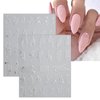 JMEOWIO 9 Sheets Marble Nail Art Stickers Decals Self-Adhesive Pegatinas Uñas Silver Line Nail Supplies Nail Art Design Decoration Accessories