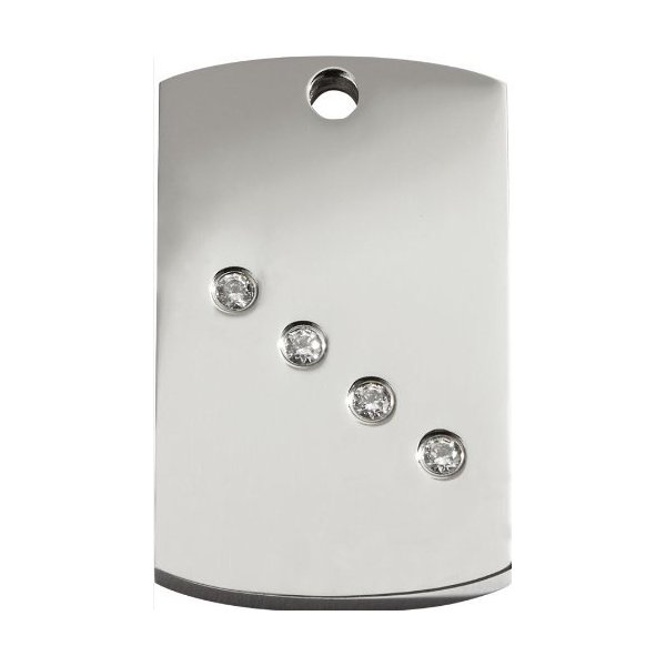 Stainless Steel with Swarovski Zirconia Military Pet Id Tag - Small