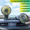 Car Cooling Fan,360° Adjustable Dual Head Cooling Air Fan Brushless Motor Low Noise Automobile Vehicle Fan Micro USB for Car/SUV/RV/Truck/Boat Use (without Coloured Light)