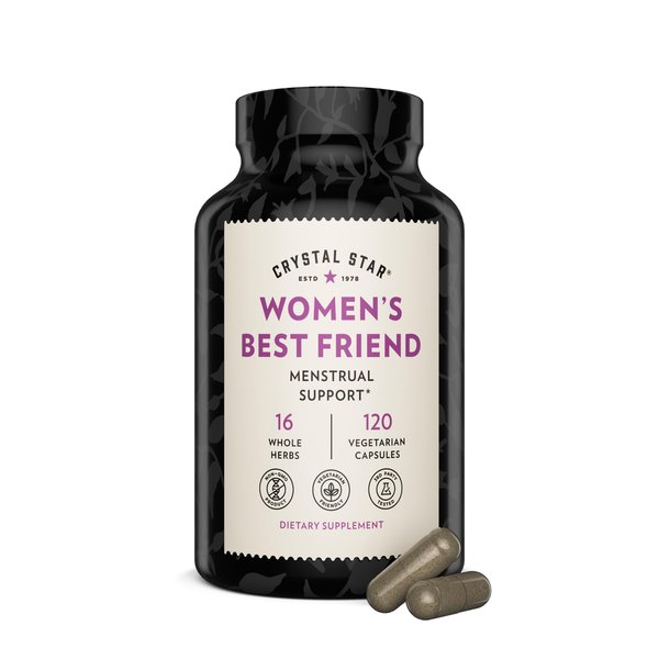 Crystal Star Women's Best Friend for Periods, 120 Capsules - Menstrual Abdominal Cramps, Bloating, & Monthly Cycle Support - Natural Female Herbal Supplement Caps - Vegetarian Vegan Non-GMO
