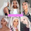 FINMOO Platinum Blonde Lace Front Wigs Human Hair Pre Plucked #60 Straight Human Hair Wig 13x4 HD Transparent Lace Frontal Wig Glueless Silver Lace Front Wigs for Women 4 Inch 180 Density