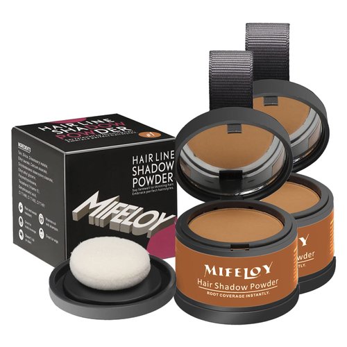 MIFELOY 2 Pack Root Touch Up Powder, Hair Color for Grays, Root Coverage for Women and Men, Concealer for Beard Line, Eyebrow, and Thinning Grey Hairline, Light Brown