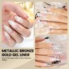 RARJSM Metallic Gel Liner Nail Art Silver Bronze Gold 2pcs Set Mirror Chrome 3D Effect Gel Nail Polish 8ml Build in Thin Brush Metal Painted Drawing Stripper Gel Polish Curing Requires for Home Salon