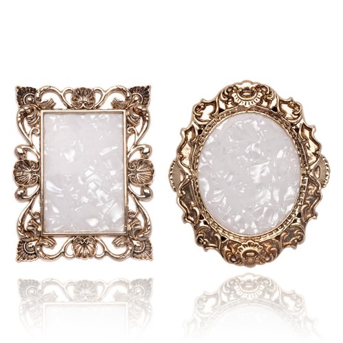 2 Pcs Nail Art Palette Nail Mixing Palette Polish Color Mixing Plate Golden Edge Nail Holder Display Board Heart Shape Cosmetic Mixing Tools (Gold)