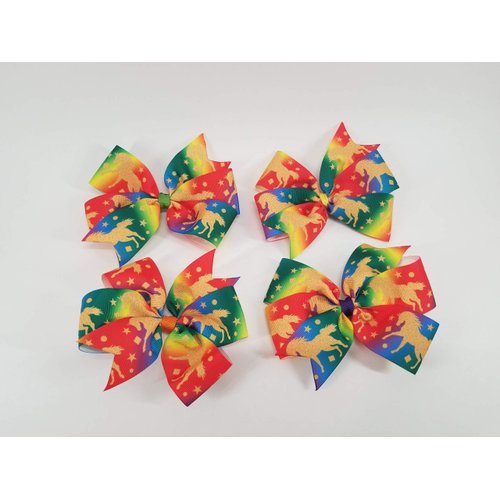 Rainbow Unicorns Hair Bow