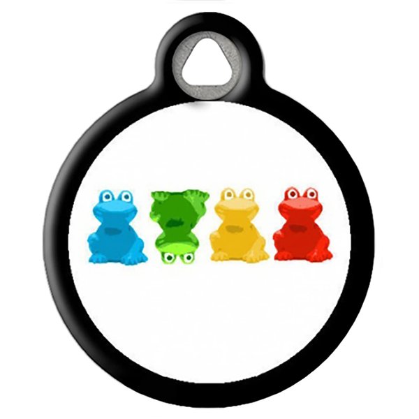 Dog Tag Art Cute Animal Custom Pet ID Tag for Dogs and Cats, Personalized Dog Tag with Customized Identification Information, Crazy Frogs, Small (7/8" Diameter)