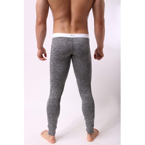 KAMUON Men’s Low Rise Pouch Underwear Pants Long Johns Thermal Bottoms Leggings (US L = Asian Tag XL : Waist 34"-36", Black #2)
