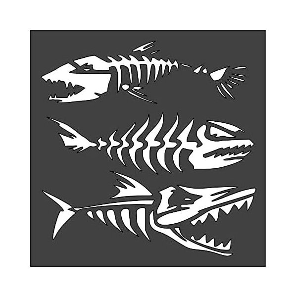 Skeleton Fish Stencil 5.5x5.5 inch Arts and Crafts Material Scrapbooking for Airbrush Painting Drawing and More Reusable Stencil STENCILAIR