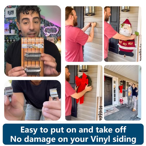 NACETURE Vinyl Siding Hooks Hanger (10 Pack) | Vinyl Siding Hooks for Hanging Outdoor Deck Decor, No Drill Vinyl Siding Clips for Hanging Outside Home or Holiday Decor (10 Pack)