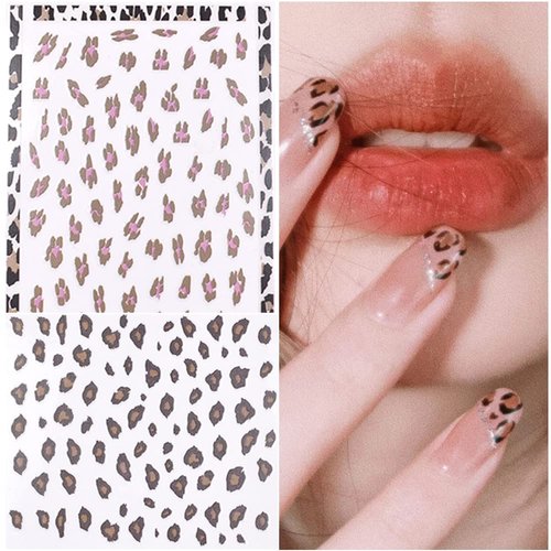 10 Sheets Leopard Print Nail Art Stickers 3D Self-Adhesive Nail Decals Holographic Leopard Line French Animal Nail Sticker for Women Girls DIY Manicure Tips Nail Charms Nail Art Decoration Supplies