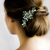 Casdre Crystal Bridal Hair Pins Rhinestone Bride Wedding Hair Piece Hair Accessories for Women and Girls (Pack of 2) (H Light Green)
