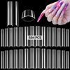 Quaferen Clear Square Nail Tips, 504PCS XXL Long No C Curve Nail Tips Square, Half Cover Flat Tapered Square Straight Gel Acrylic Nail Tips False Nails for DIY Nail Art Salon