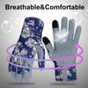 MERTURN Women's Blue Leather Gardening Gloves, Touch Screen Design, Thorn Proof, Durable and Breathable, Suitable for Planting, Digging, Pruning, and More
