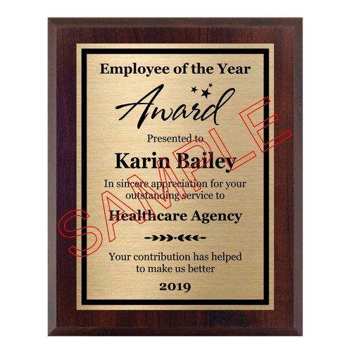 Employee of the Year Award Plaque 8x10 - Personalized Wood Board with Customized Plate - Awards for Employee Recognition and Appreciation - Customize Now!