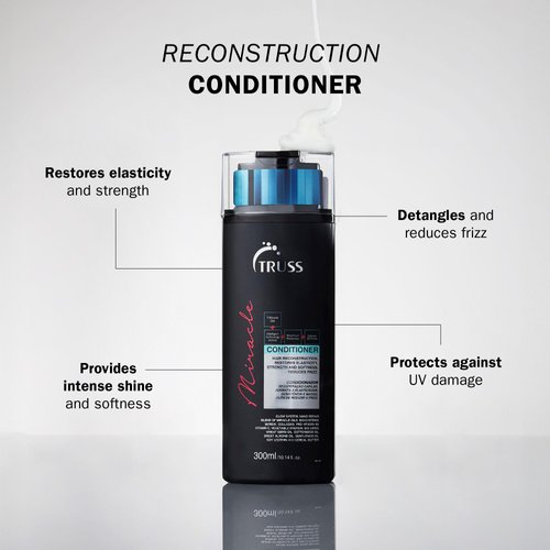 TRUSS Miracle Hair Conditioner - Anti-Aging Conditioner for Dry Hair - Use for Daily Hair Repair, Increased Shine, and UV Protection - Color-Safe and Suitable for All Hair Types (300 ml)