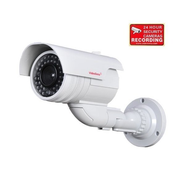 VideoSecu Fake Bullet Dummy Imitation Security Camera Simulated Decoy Infrared IR LED with Blinking Light WL4
