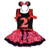 Birthday Girl's Polka Dot Tutu Sequin Age Number Tank-Top & Headband 3 Pcs Set (Age 2-RWBK)