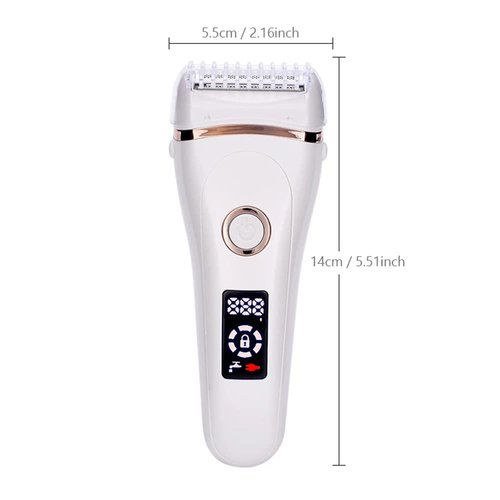 Electric Lady Shaver Bikini Trimmer, Wet & Dry Rechargeable Cordless Painless Electric Razor for Women, LED Display Razor for Legs Underarms (White)