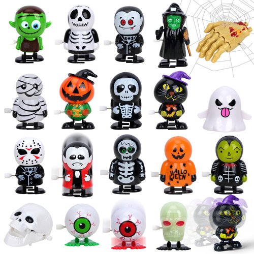 TOY Life 19 Pcs Halloween Wind Up Toys Halloween Party Favors for Kids Toddler Halloween Bulk Toys for Treat Bags Halloween Goodies Bag Stuffers Fillers Halloween Treats Toys for Kids Boys Girls