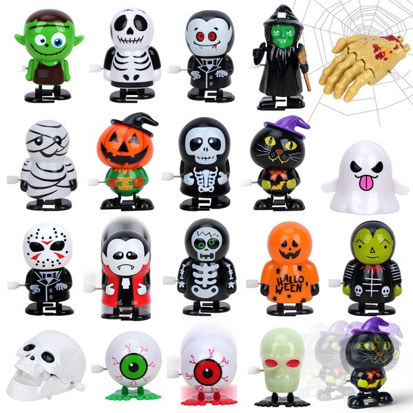 TOY Life 19 Pcs Halloween Wind Up Toys Halloween Party Favors for Kids Toddler Halloween Bulk Toys for Treat Bags Halloween Goodies Bag Stuffers Fillers Halloween Treats Toys for Kids Boys Girls
