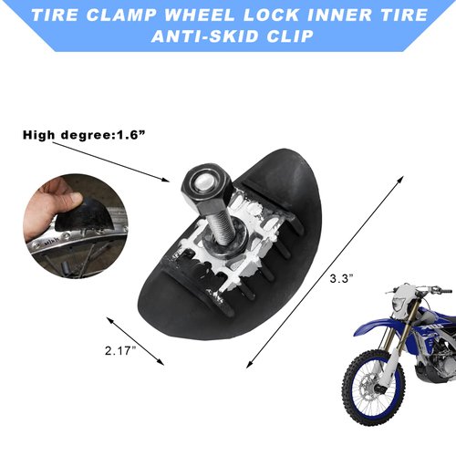 KVAEY Motorcycle Wheel Rim Lock, 1.6" Motorcycle Tire Clamp Wheel Lock with Molded Rubber Stoppers Prevent Inner Tube Wear, Motorcycle Rim Lock Replacement for Motocross Dual Sport Dirt Bike