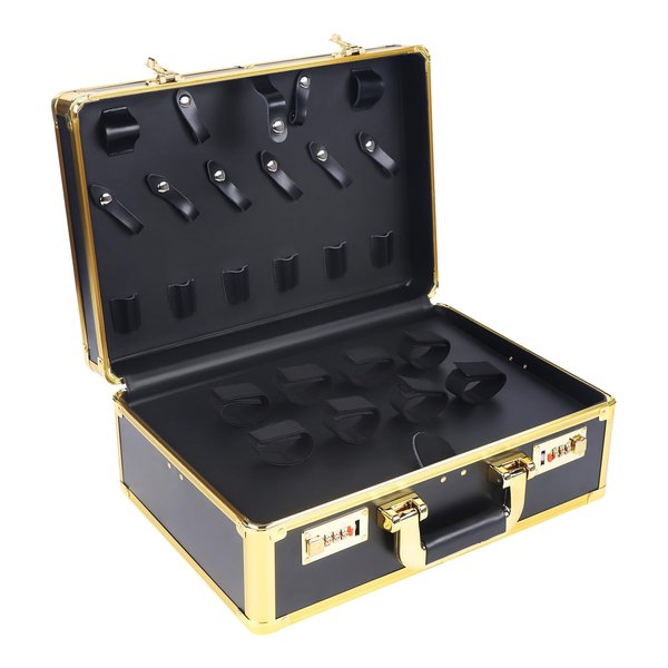 GXFCHYL Barber Carrying Case Professional Salon Hair Cutting Grooming Kit Storage Portable Travel Barber Carry Cases Organizer Box for Clippers Trimmers (Gold)