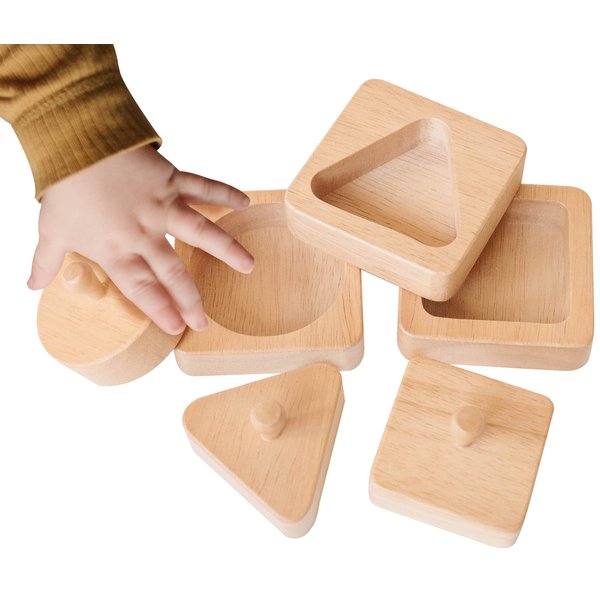 Montessori Shape Puzzle - Baby Puzzles for 1 Year Olds - Baby's First Puzzle - Knob Wooden Puzzles for Infant and Toddler - Geometric Shapes Puzzle - 12 Months Babies First Shapes