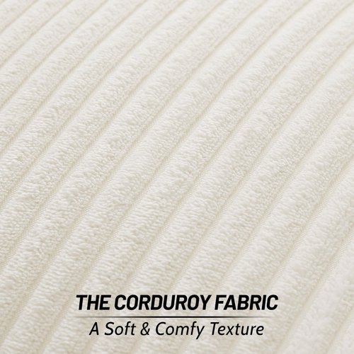 Mecatny Corduroy Throw Pillow Covers 18x18 Set of 2 - Striped Decorative Pillow Covers for Living Room, Bed - Soft Square Couch Pillow Covers for Sofa - Cream White