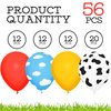 56PCS Cow Balloons Sky Blue Balloons Red Balloons Yellow balloons Funny Cow Print Balloons For Party Farm Themed Birthday Party Supplies for Kids Birthday Party Favor Supplies Cow Birthday Decorations