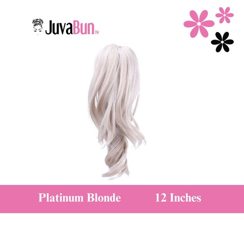 JUVABUN Claw Clip Wavy Ponytail Extension 12'-Platinum Blonde| Hair Extension Clips | Synthetic Ponytail Extension| Wavy Hair Extensions | Washable Realistic And Synthetic |human hair- Platinum Blonde
