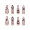 YoYoee Coffin Long False Nails Acrylic Swirl Fake Nails Full Cover Graffiti Press On Nails for Women and Girls 24 PCS