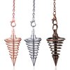 3 Pieces Copper Metal Dowsing Pendulum Divination Dower Reiki Healing Pendulum Chain,Silver Spiral Coil Point Meditation Yoga Balancing Pendant