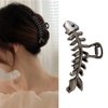 Black Hair Claw Clips Fish Bone Shape Metal Hair Claws Crab Geometric Hair Clamp Grab Hair Grip Fashion French Hair Accessories Female Lady Barrette Hairpins Hair Accessories for Women 1Pcs