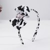 Ecuupas Cow Print Bow Headbands Cute Moo Cow Headband White Black Cow Spot Head Hoop Grosgrain Ribbon Bow Hairband Hair Decoration for Teens Girls Woman 1Pcs