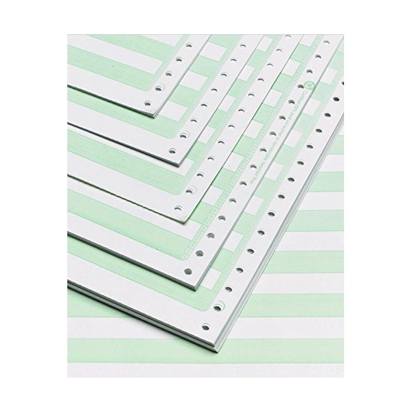 Alliance Continuous Computer Paper 14-7/8" x 8"-1/2" with 1/2" Green Bar 1-Part 92 Bright 20lb 2700 Sheets per Carton (9303)