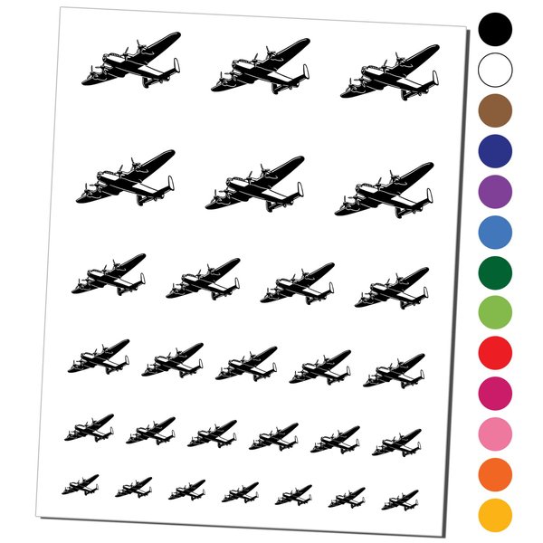 Military Bomber Plane Temporary Tattoo Water Resistant Fake Body Art Set Collection - Dark Green (One Sheet)