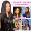 REECHO 20" Straight Long 4 PCS Set Thick Clip in on Hair Extensions Chocolate Brown with Highlights