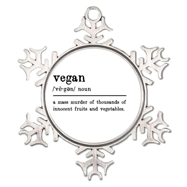 Vegan Noun Definition Snowflake Ornaments Round Christmas Tree Ornament Meaning Description Rustic Keepsake Words with Definition Collectible Gift for Holiday Decoration