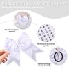 WRBAJIS Big Hair Bows Ties Ponytail Holder Bow Hair Bands Glitter Rhinestones Hair Accessories for Women Cheerleading Birthday Wedding Party Supplies 2Pcs White