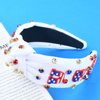 ABONDEVER 4th of July Headbands for Women Rhinestone Headband Patriotic Crystal Star Beaded Headbands American Flag Knotted Headband Fourth of July Hair Accessories Holiday Gifts(White-USA)