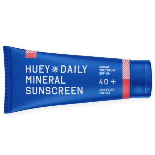 HUEY Daily Mineral Face Sunscreen Lotion & Moisturizer for all Skin Tones, SPF 40 With Zinc Oxide, Travel Size, Facial Sun Block Protection, Age Prevention, Unscented, for Sensitive Skin 2.02 oz