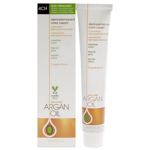 One-n-Only Argan Oil Demi-Permanent Color Cream - 4CH Medium Chocolate Brown Hair Color Unisex 3 oz