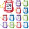 24 Pcs Mini Magnetic Drawing Boards Doodle Board for Kids Backpack Keychain Clip Drawing Board Erasable Sketch and Painting Pad for Classroom Rewards Party Favors Goodie Bag Stuffers (Classic Style)