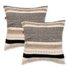 REDEARTH Handmade Boho Throw Pillow Covers - Bohemian Chic Farmhouse Style - Accent Woven Indoor and Outdoor Pillow Cushion Cases for Couch - Bed - Chair - Sofa - Bench – Set of 2 - 18"x18" - Natural