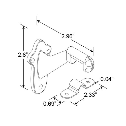 Prime-Line MP9046 Staircase Handrail Support Bracket, Diecast Zinc Construction, Bright Brass-Plated (1 Set)