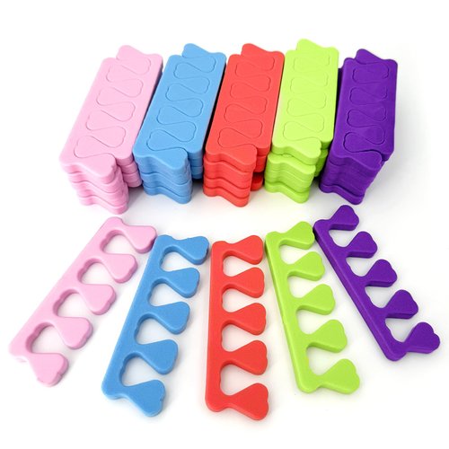 50pcs Toe Separators for Nail Polish, Soft Sponge Pedicure Toe Separators for Women Nail Polish, Premium Toenail Divider Polishing Tool Kit 5 Colors